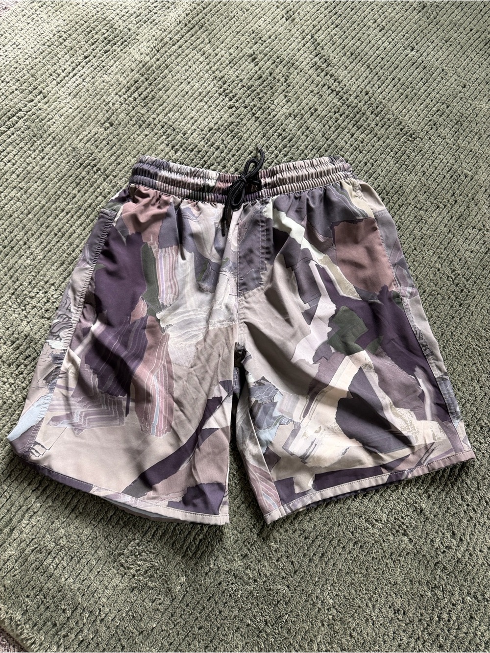 Zella Men's Abstract Camo Athletic Shorts - Black, Gray, Brown